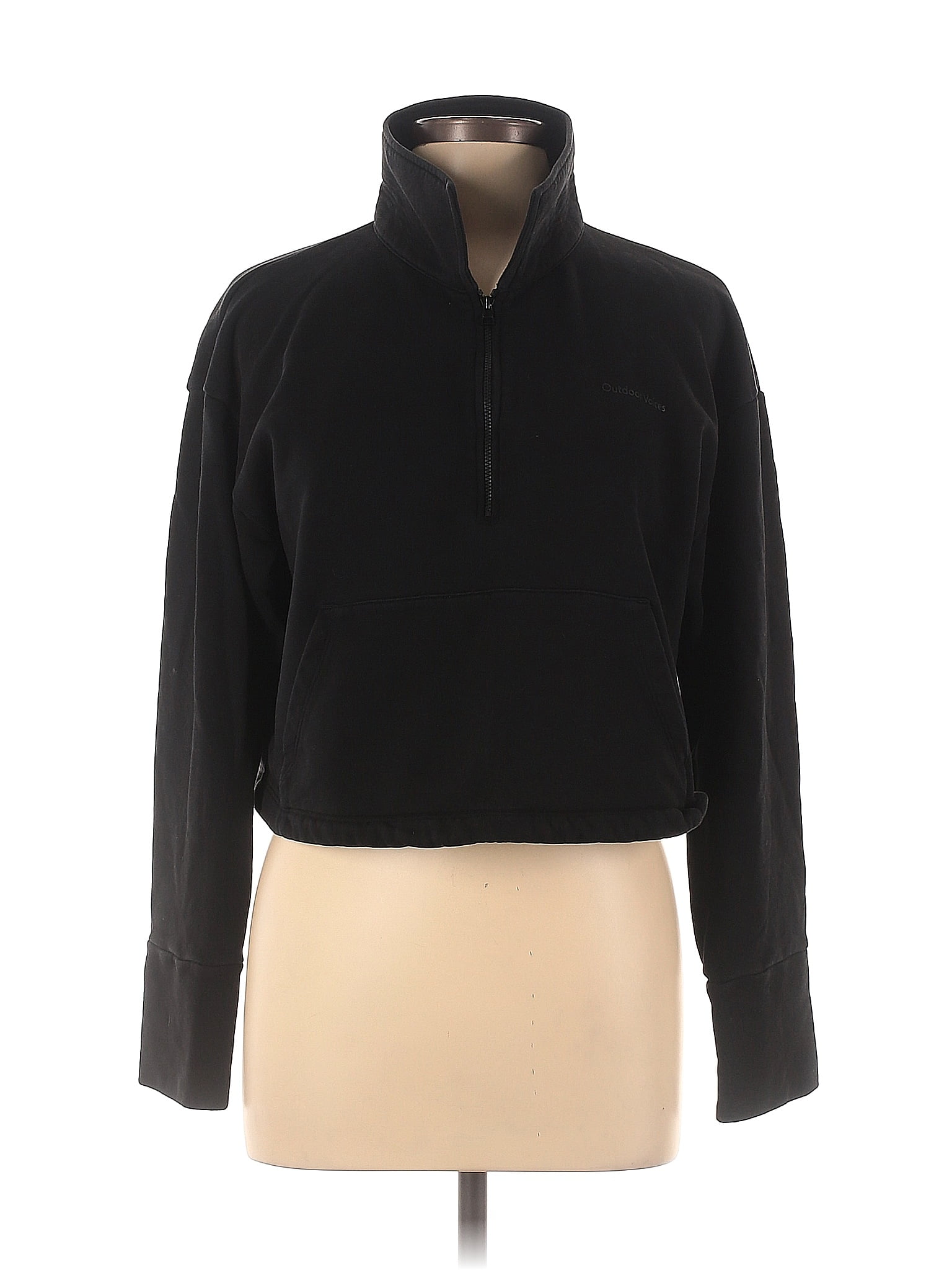 Outdoor Voices 100 Cotton Solid Black Track Jacket Size L 58 off