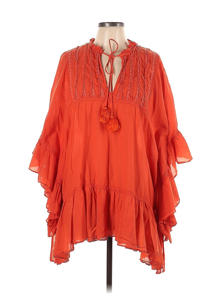 Cynthia Rowley Tjx Solid Burnt Orange Orange Casual Dress Size L 52