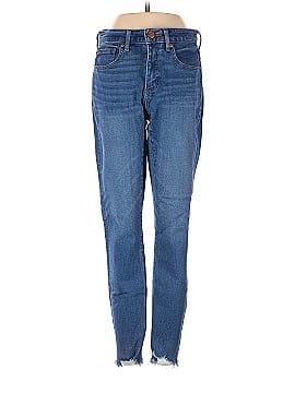 Ann Taylor LOFT Curvy Chewed Hem Slim Pocket Skinny Crop Jeans in Botanic Blue Wash (view 1)