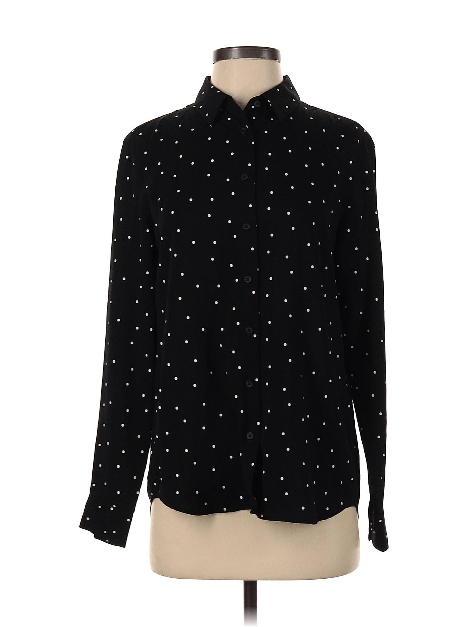 Uniqlo Polka Dots Black Long Sleeve Button Down Shirt Size S 55 Off