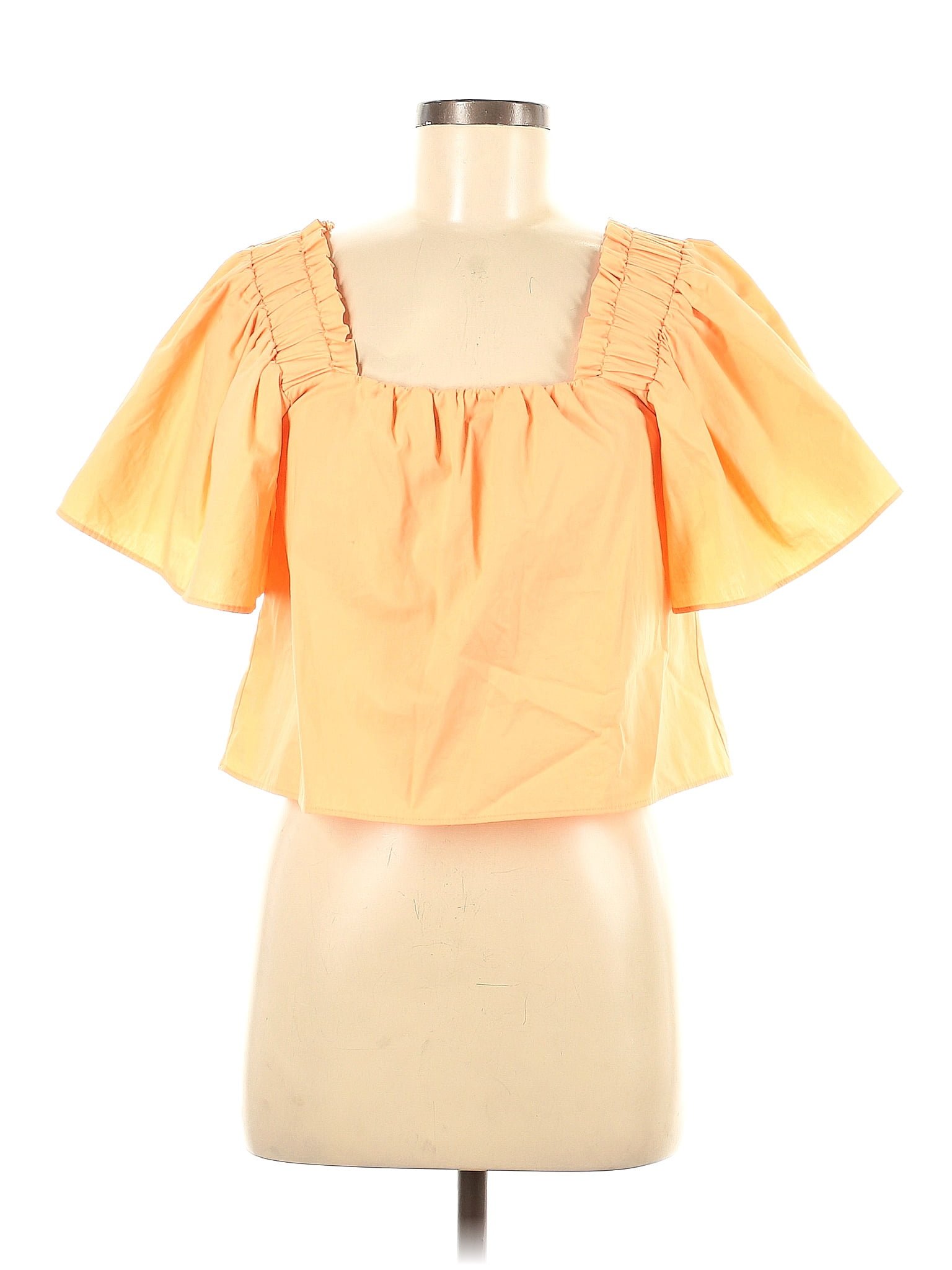 Zara 100 Cotton Orange Short Sleeve Blouse Size S 49 Off Thredup