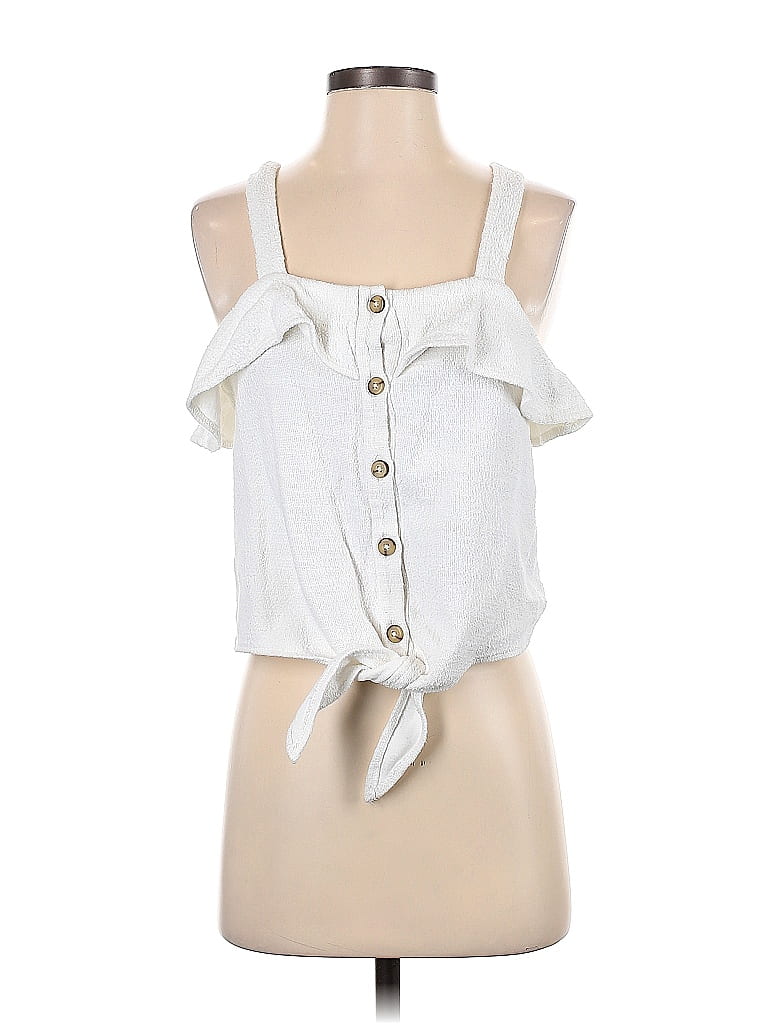 Texture And Thread Madewell 100 Cotton Solid White Sleeveless Top Size S