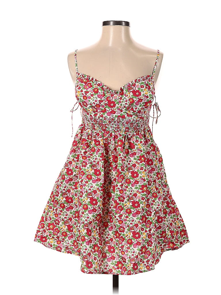 For Love & Lemons 100% Cotton Floral Multi Color Red Casual Dress Size ...