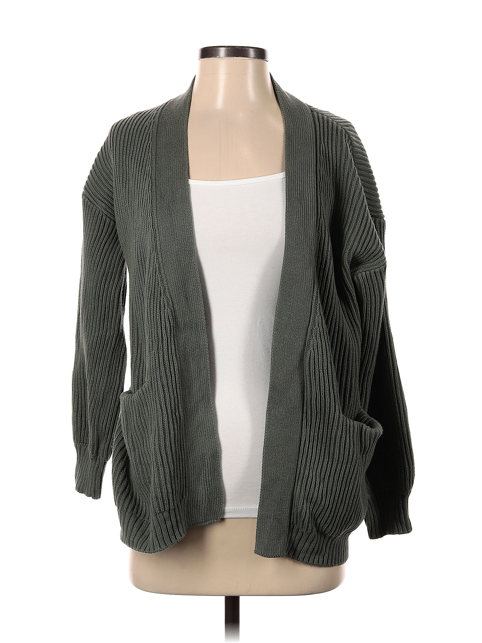 Quince 100% Cotton Color Block Solid Green Cardigan Size XS - 63% off ...