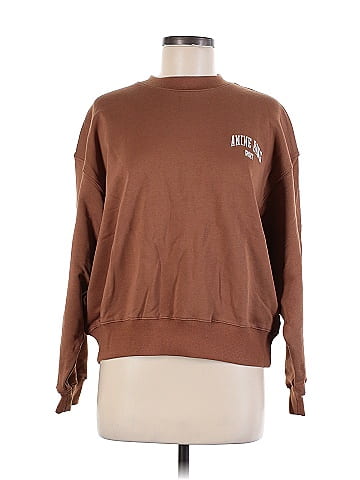 Anine Bing 100 Cotton Graphic Solid Brown Sweatshirt Size M 20