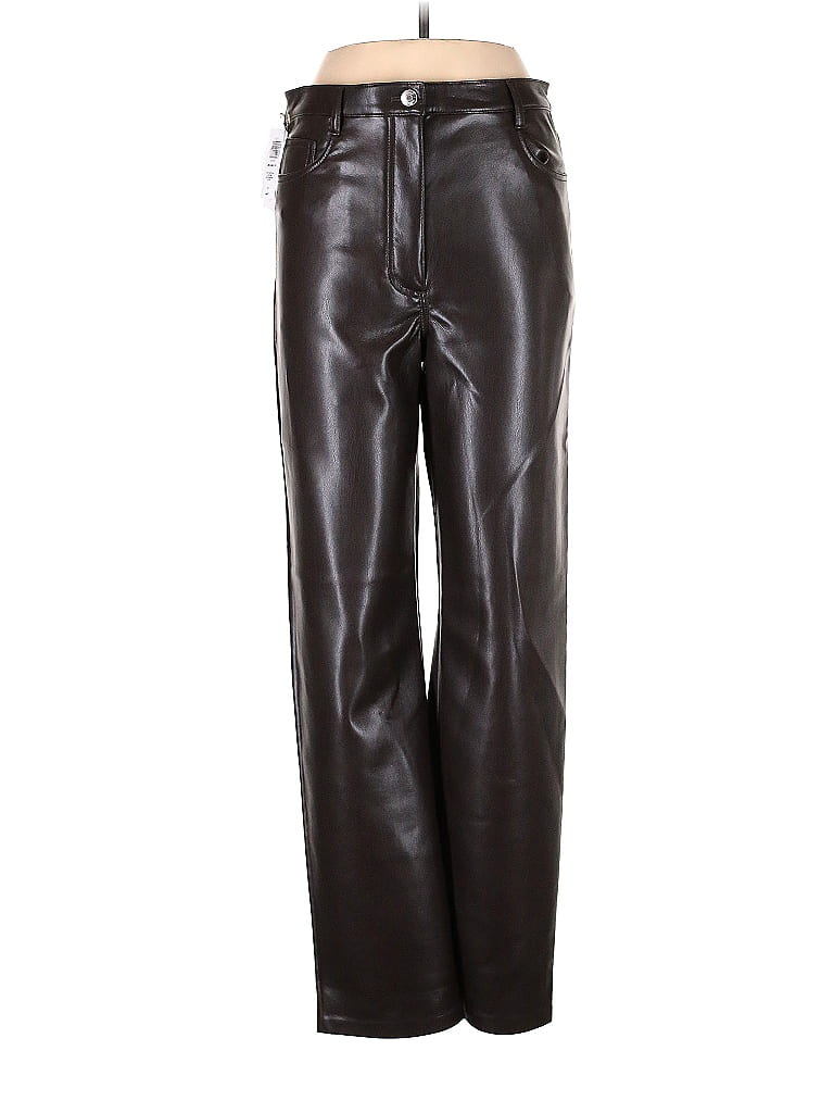 Wilfred 100% Polyurethane Solid Black Brown Faux Leather Pants Size 10 ...