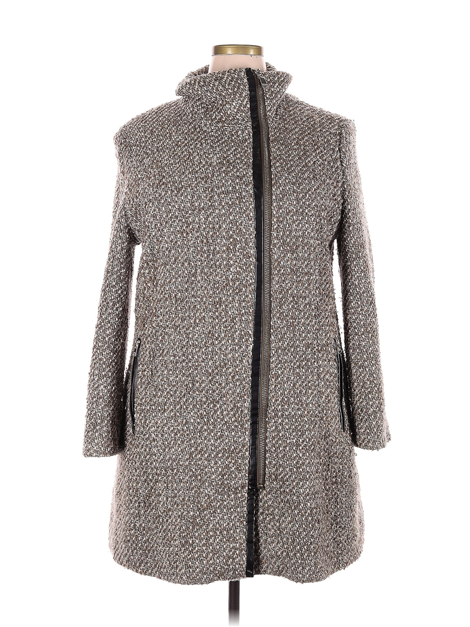 Calvin Klein Chevronherringbone Multi Color Gray Wool Coat Size XXL