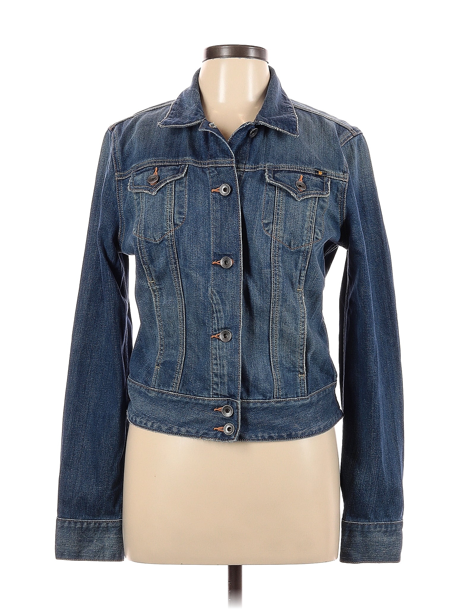 Lucky Brand 100 Cotton Solid Blue Denim Jacket Size M 67 Off Thredup