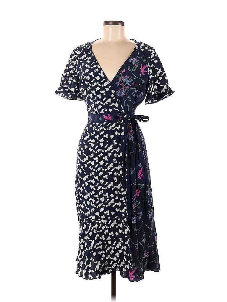 Tanya Taylor 100% Polyester Floral Multi Color Blue Casual Dress Size 6 ...