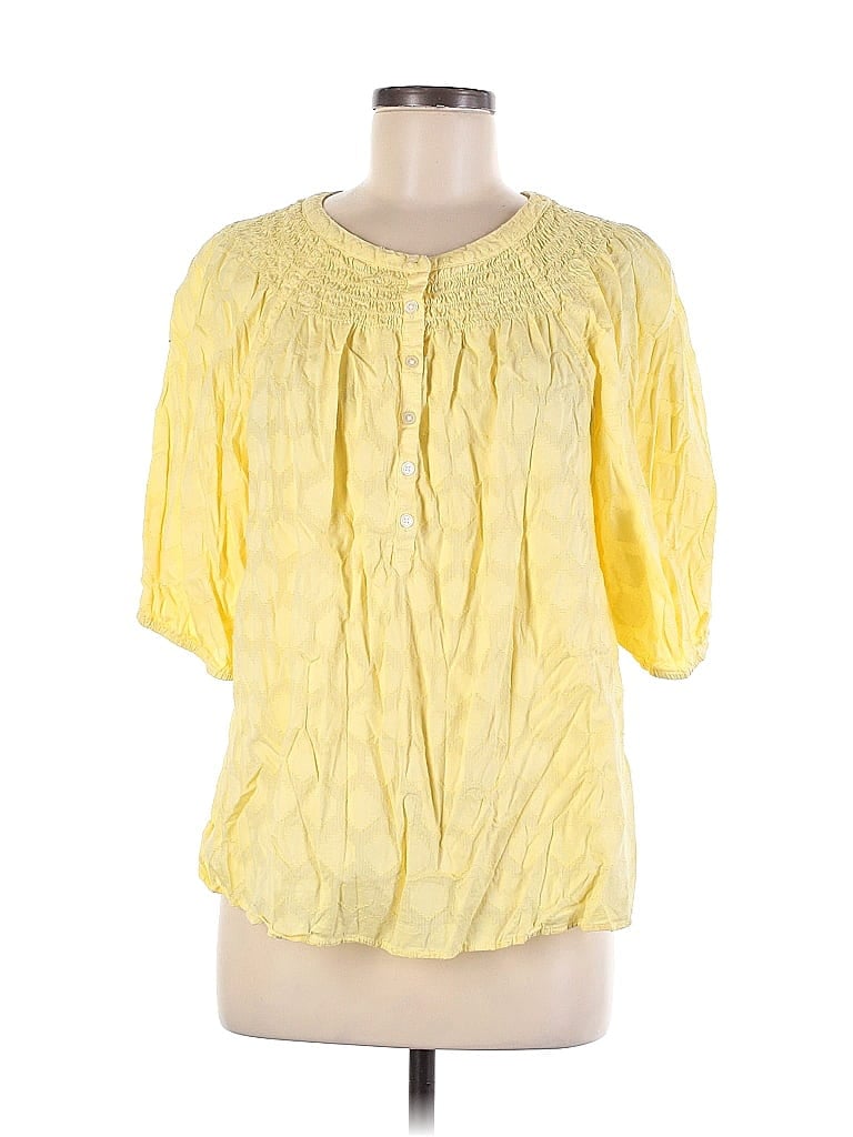 Ann Taylor LOFT Yellow Short Sleeve Top Size Med (Estimate) - photo 1