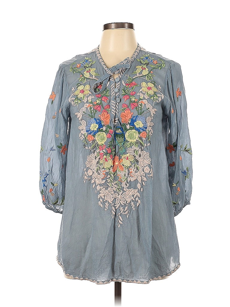 Johnny Was Blue Long Sleeve Blouse Size L - 72% off | ThredUp