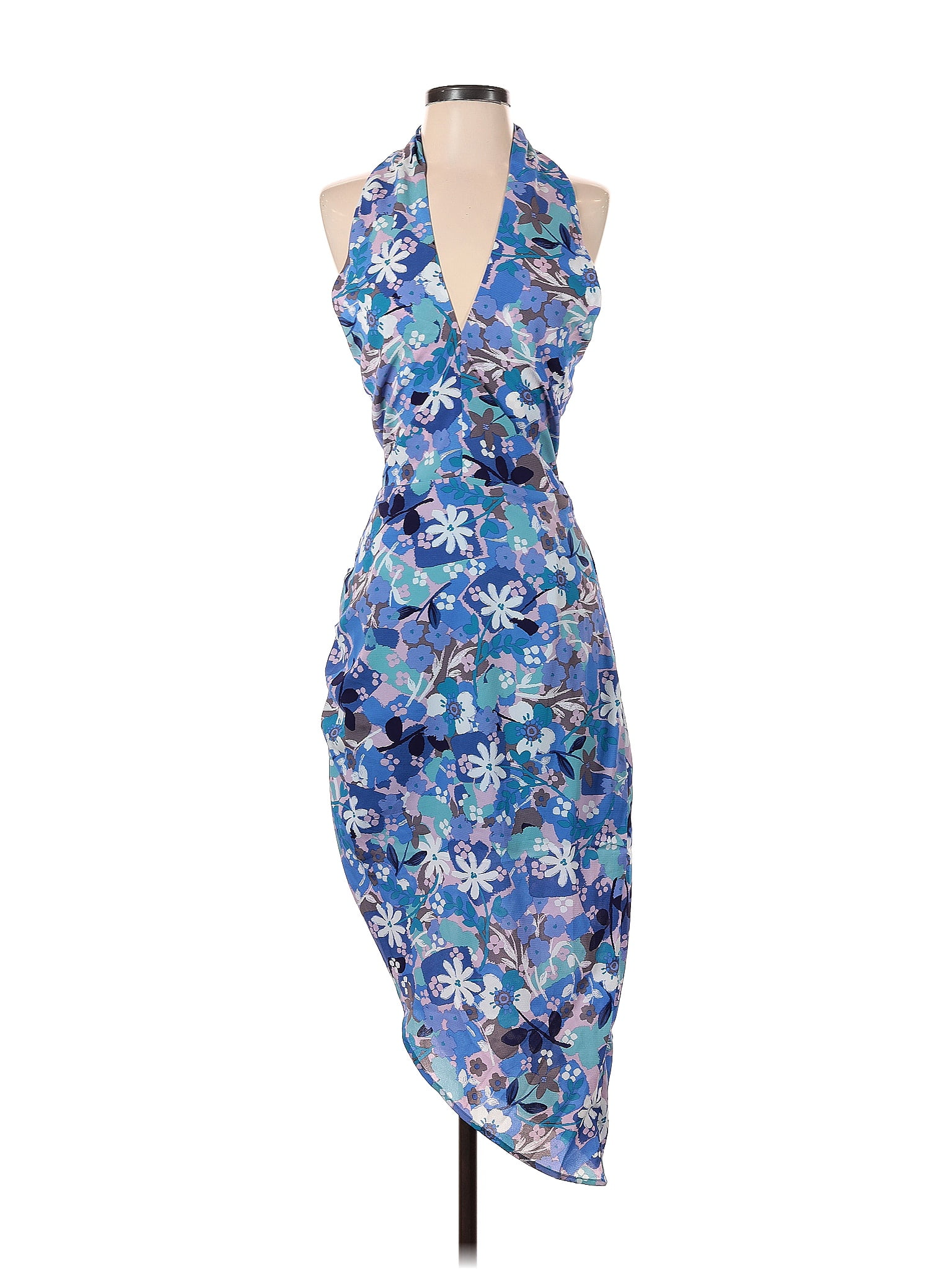 Heartloom 100% Polyester Floral Multi Color Blue Casual Dress Size S ...