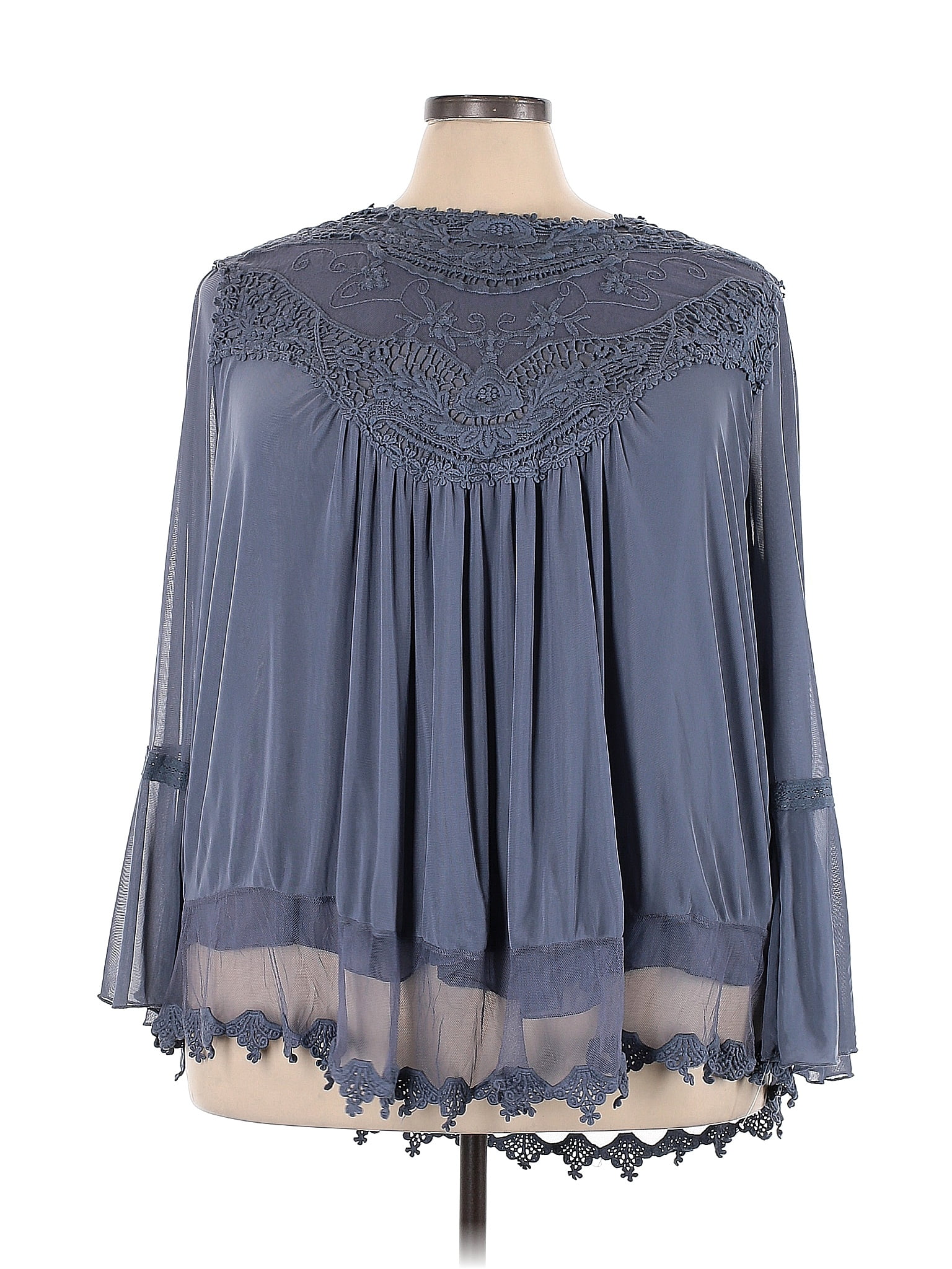 Indigo Thread Co. Blue Long Sleeve Top Size 3X (Plus) - 63% off | ThredUp