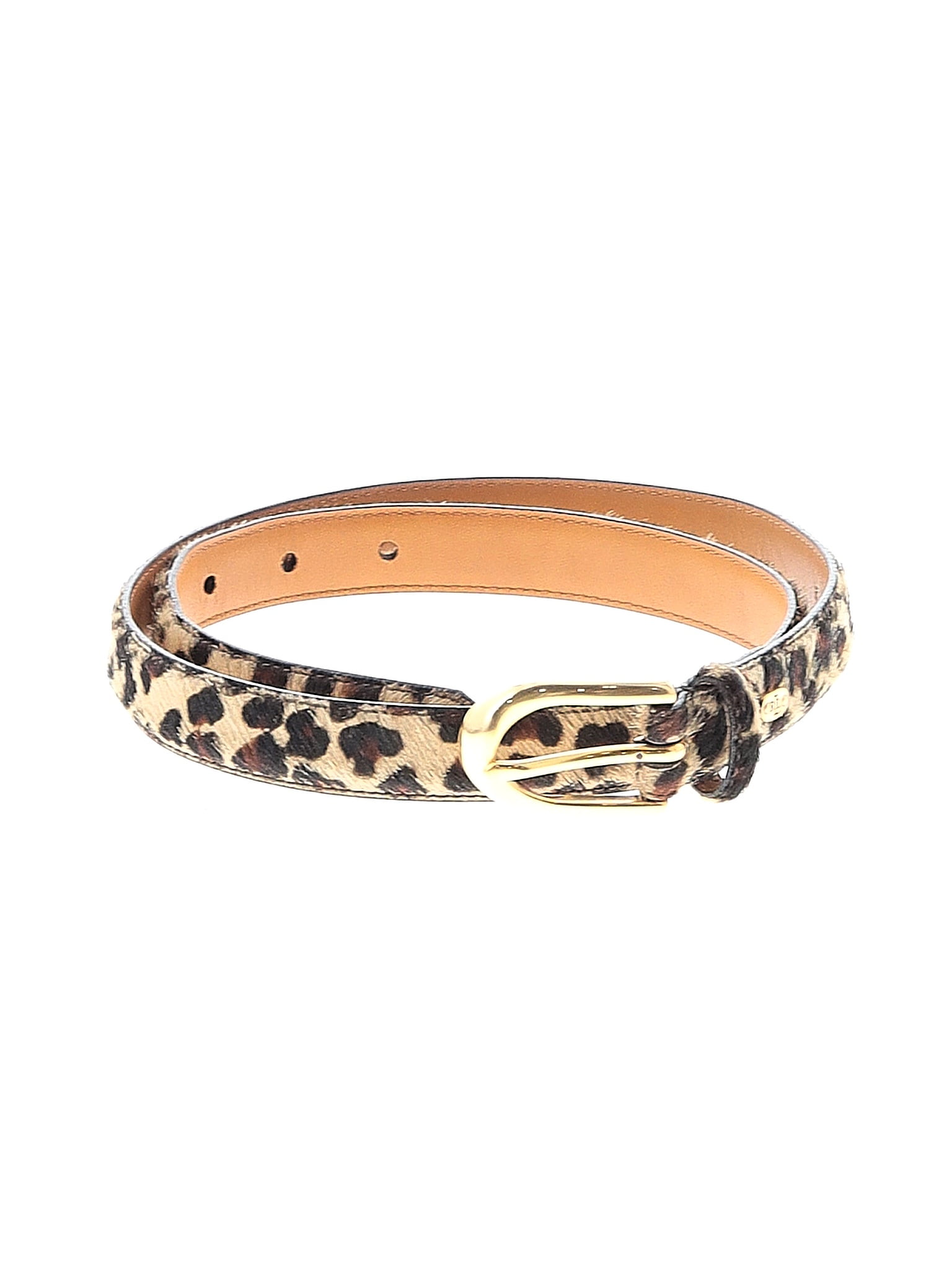 VTG Ralph Lauren Leopard Print Calf hair Leather Elastic Stretch Black Belt Medium