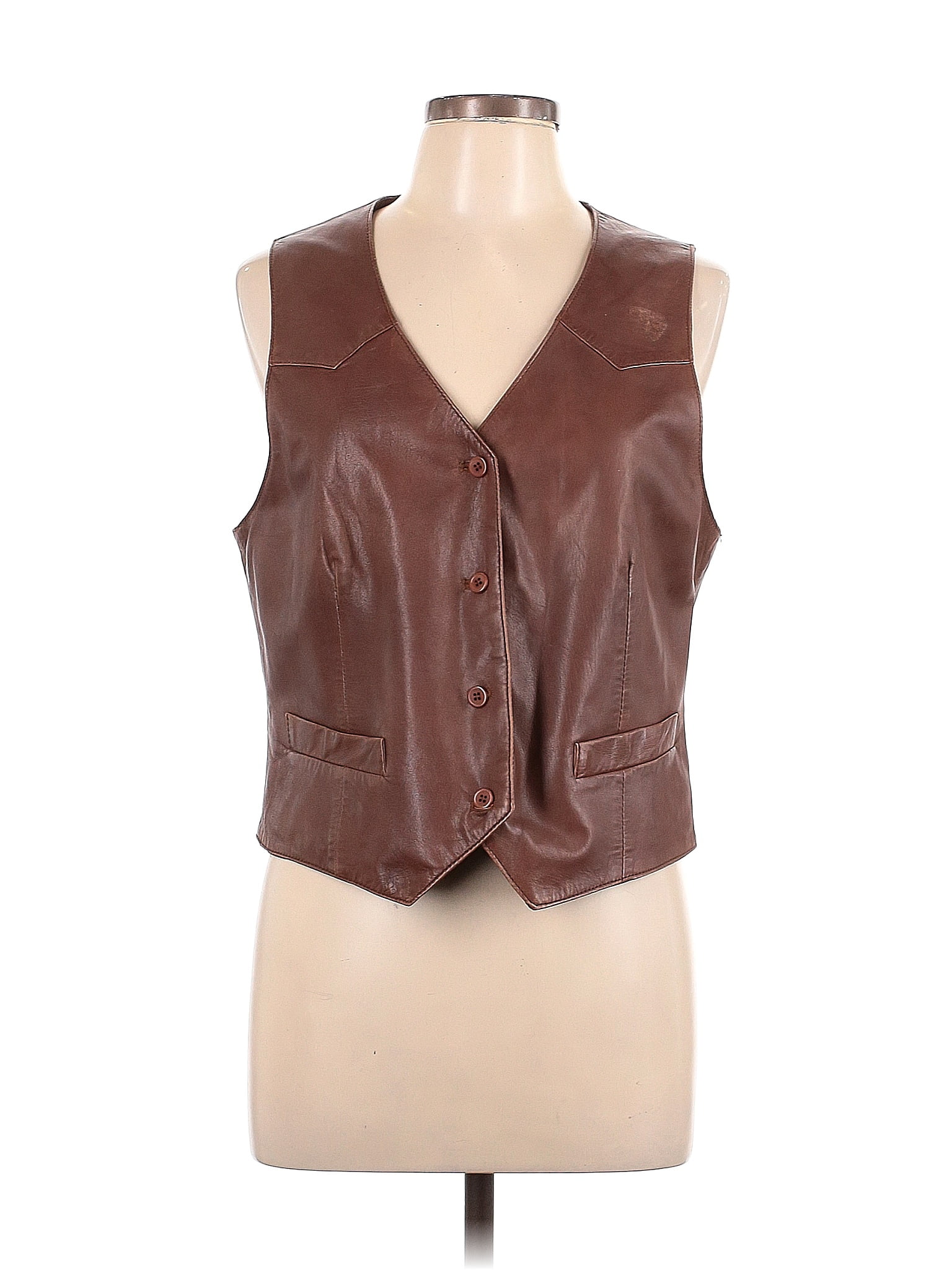 Overland 100% Leather Brown Tuxedo Vest Size L - 76% off | ThredUp