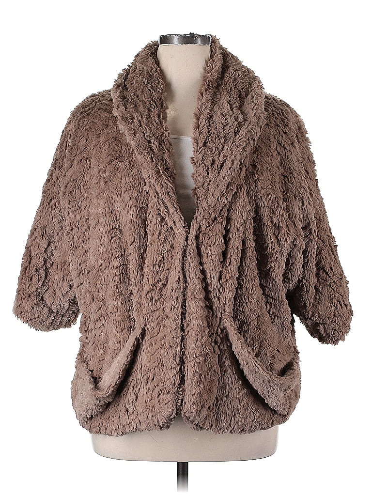 Jolt 100% Polyester Brown Faux Fur Jacket Size XL - photo 1