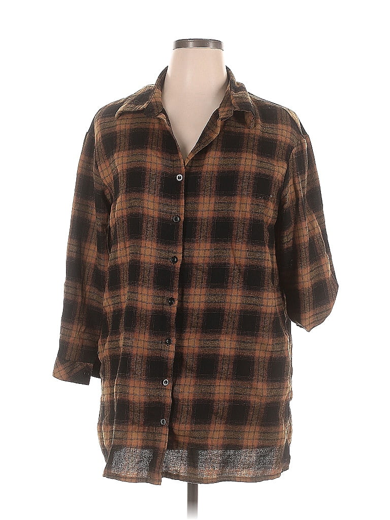 Pre-owned Shein Curve Long Sleeve Blouse In Brown