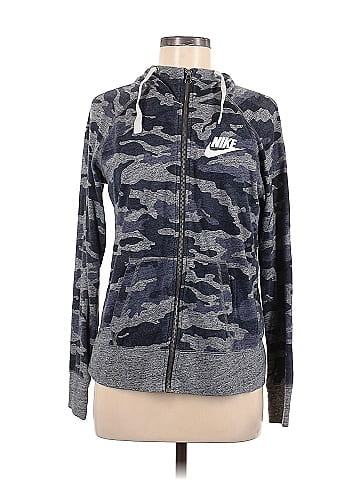 Nike camouflage print zipped hot sale hoodie