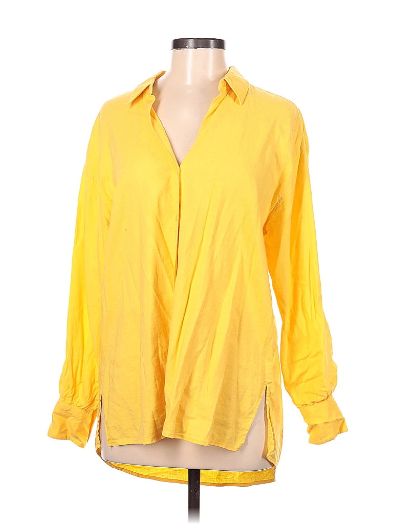 Banana Republic Factory Store Solid Yellow Long Sleeve Blouse Size M ...