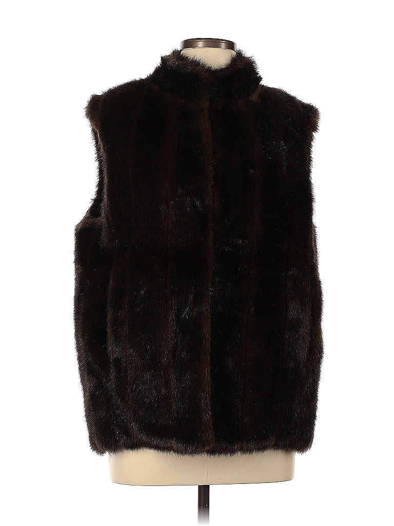Donna Salyers' Fabulous Furs 100% Acrylic Brown Faux Fur Vest Size L - photo 1