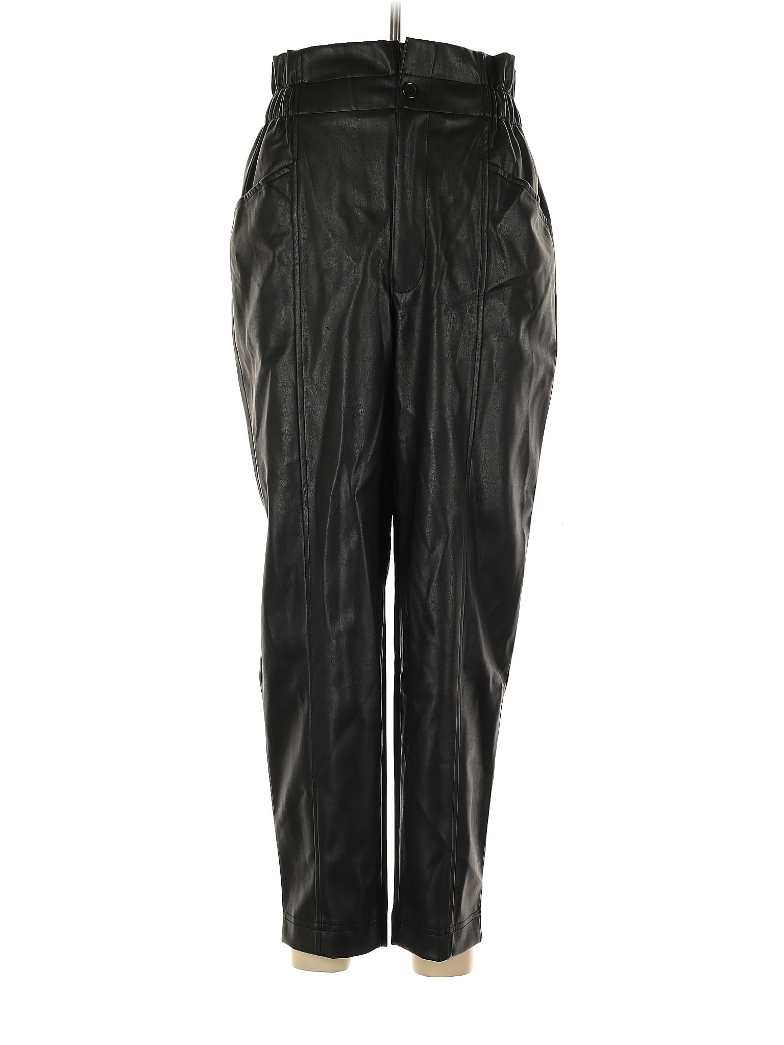 Madewell 100 Polyurethane Solid Black Faux Leather Pants Size 6 66 off ThredUp