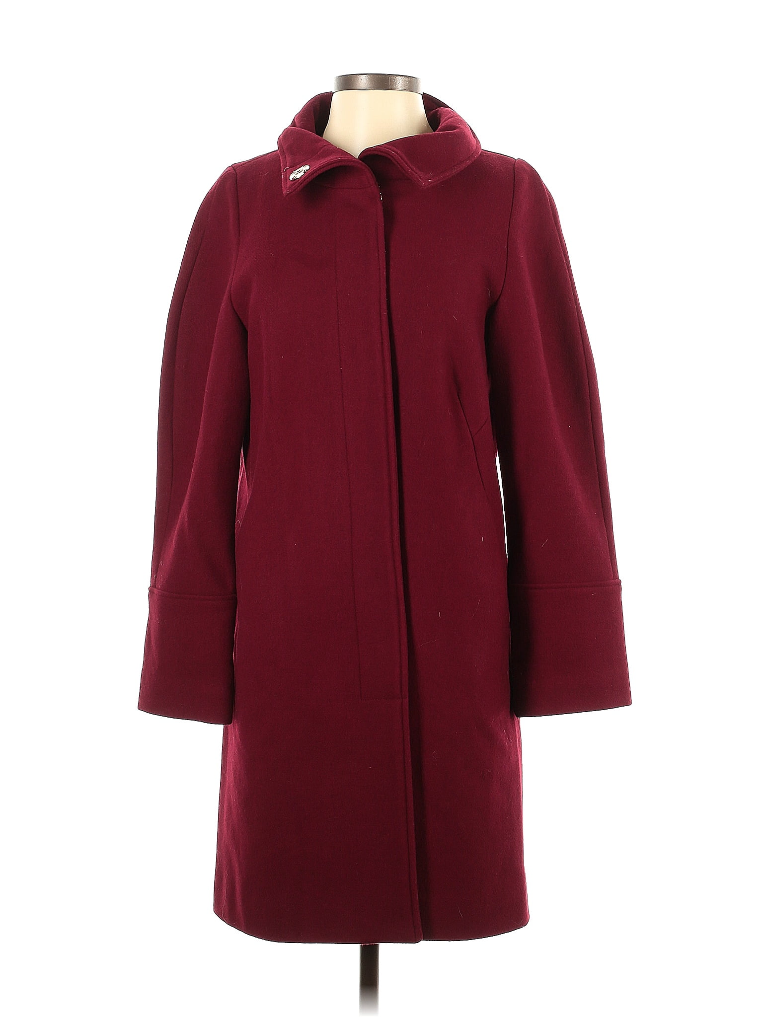 Eliza J Solid Maroon Burgundy Coat Size S - 74% off | ThredUp