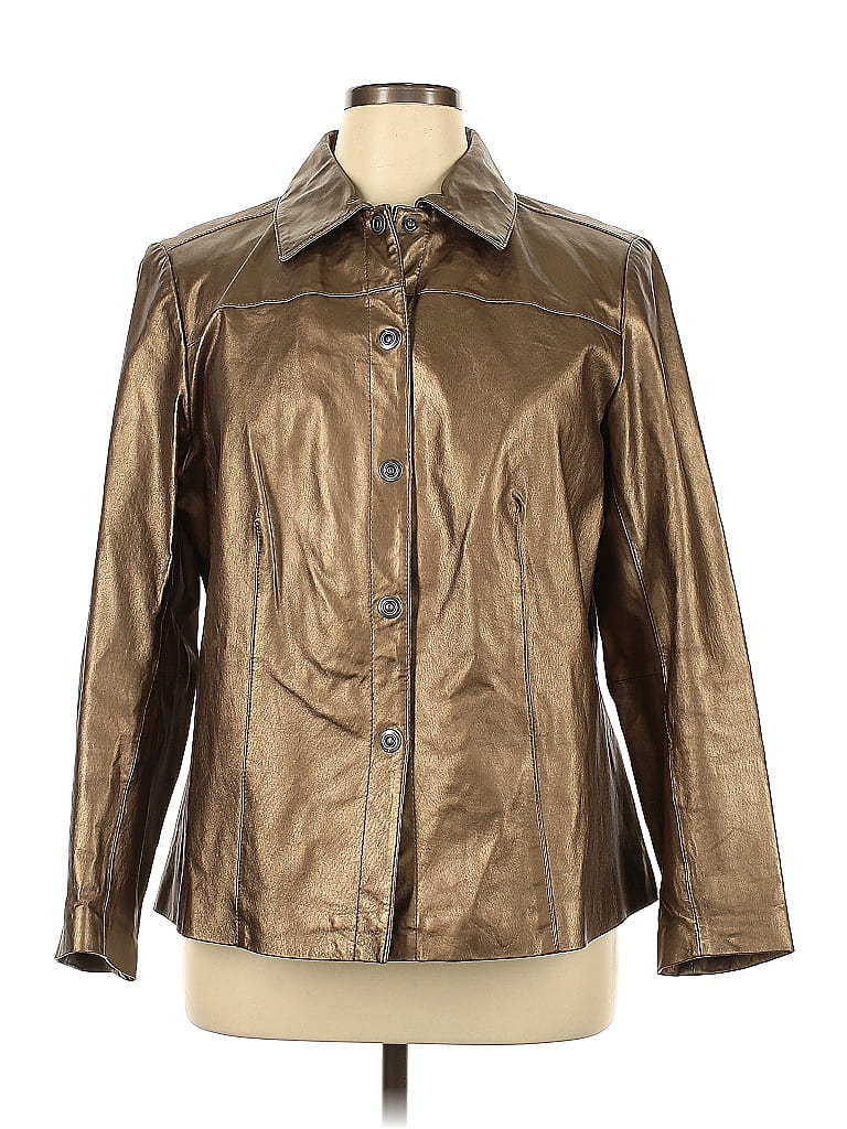 Bernardo Embroidered Leather Jacket Size XS