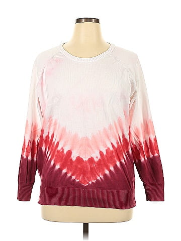 Torrid 100 Cotton Color Block Tie dye Burgundy Sweatshirt Size 1X