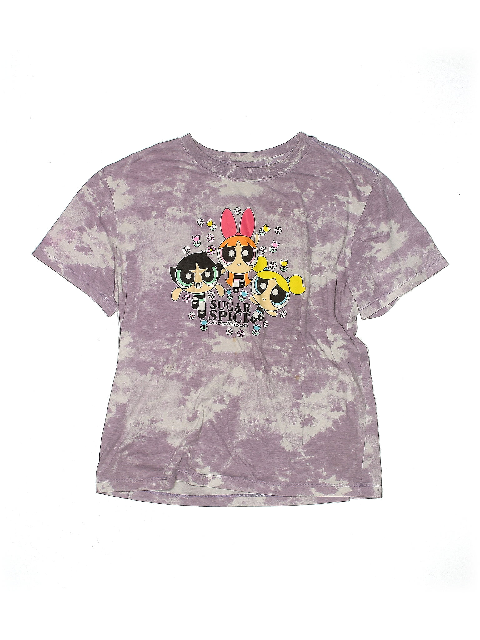 The Powerpuff Girls Powerpuff Girls Tie-dye Pattern Character Print T-shirt Men's L size cotton pink type Vintage Second Hand