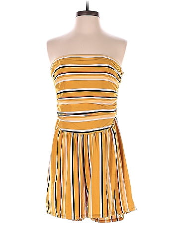 No Comment Stripes Yellow Romper Size XL 71 off ThredUp