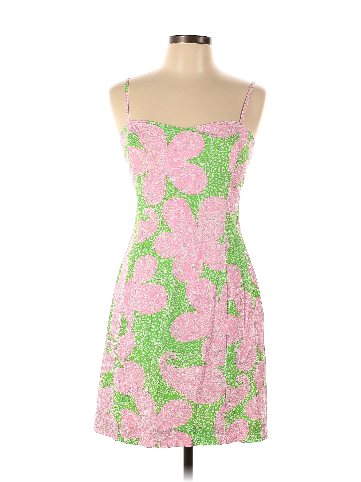 Lilly Pulitzer 100 Cotton Floral Multi Color Pink Casual Dress Size 10