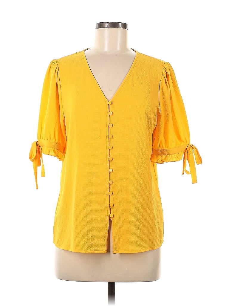 Cece Yellow Short Sleeve Blouse Size M 75 Off Thredup