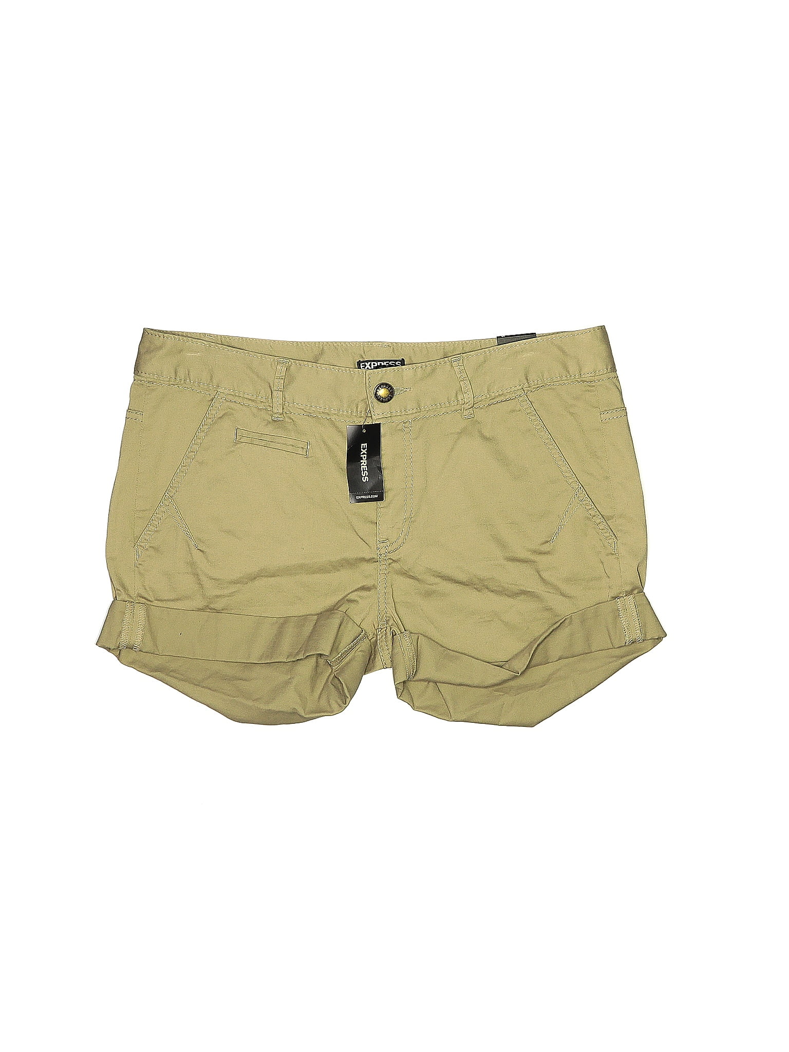 Express Solid Green Khaki Shorts Size 10 - 69% off | ThredUp