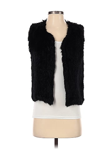 Rabbit fur vest on sale black