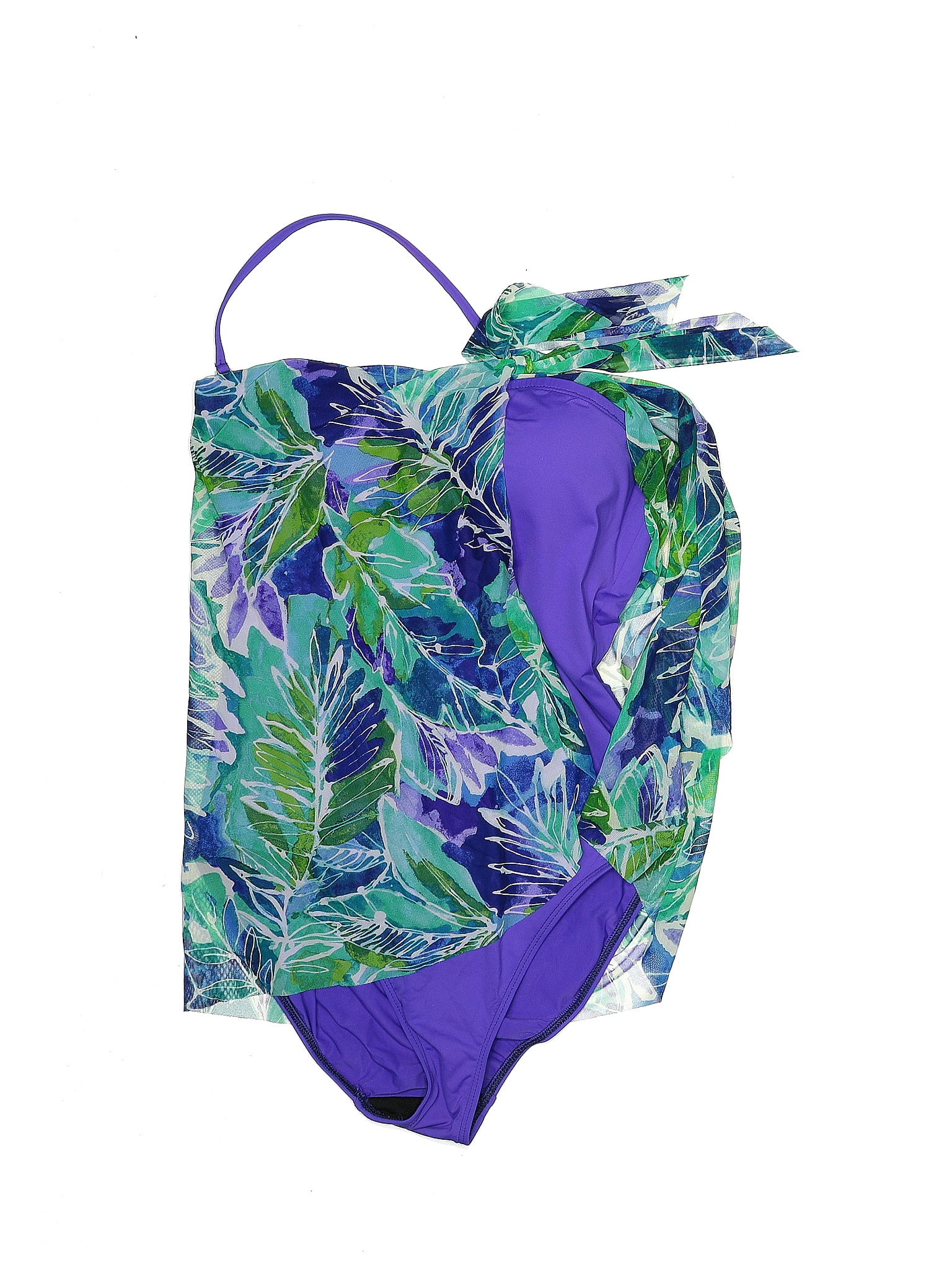 Lauren by Ralph Lauren Tropical Blue Purple One Piece Swimsuit Size 10 ...