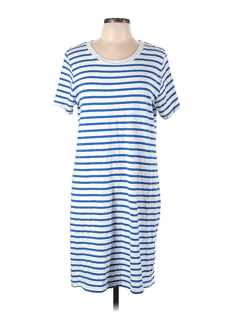 Current/Elliott Color Block Stripes White Blue Casual Dress Size Lg (3