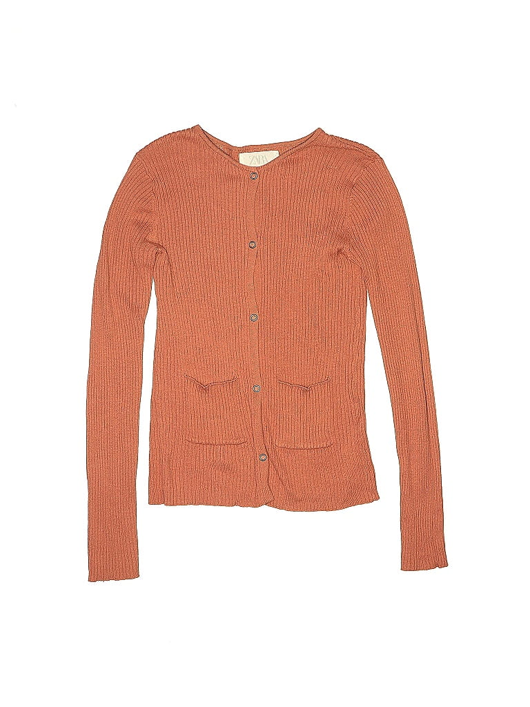 Zara Kids Solid Orange Cardigan Size 13 14 70 off ThredUp