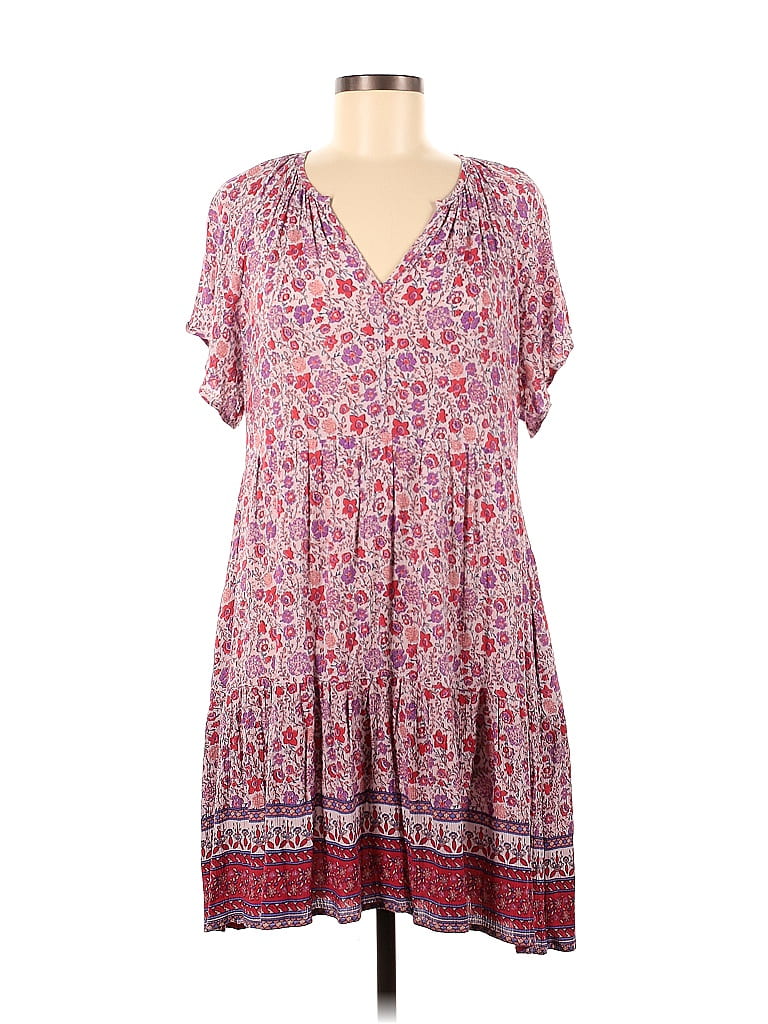 Knox Rose 100 Rayon Floral Multi Color Pink Casual Dress Size M 36