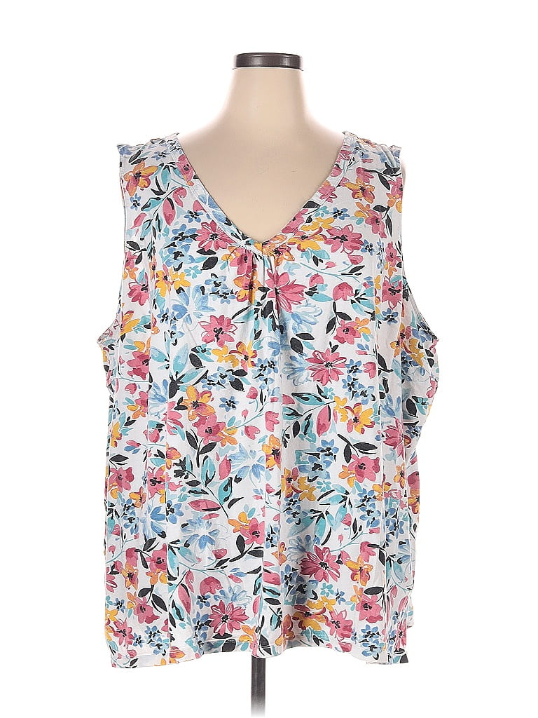 Woman Within 100% Cotton Floral White Sleeveless Top Size 4X (Plus ...