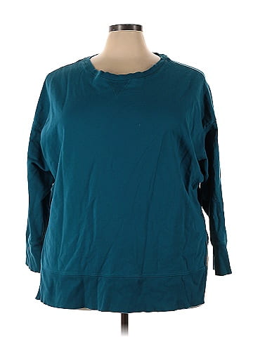 Terra Sky Solid Teal Sweatshirt Size 3X Plus 32 off ThredUp