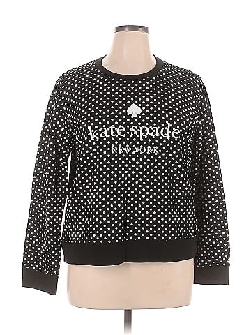 Kate Spade New York 100 Cotton Polka Dots Black Sweatshirt Size