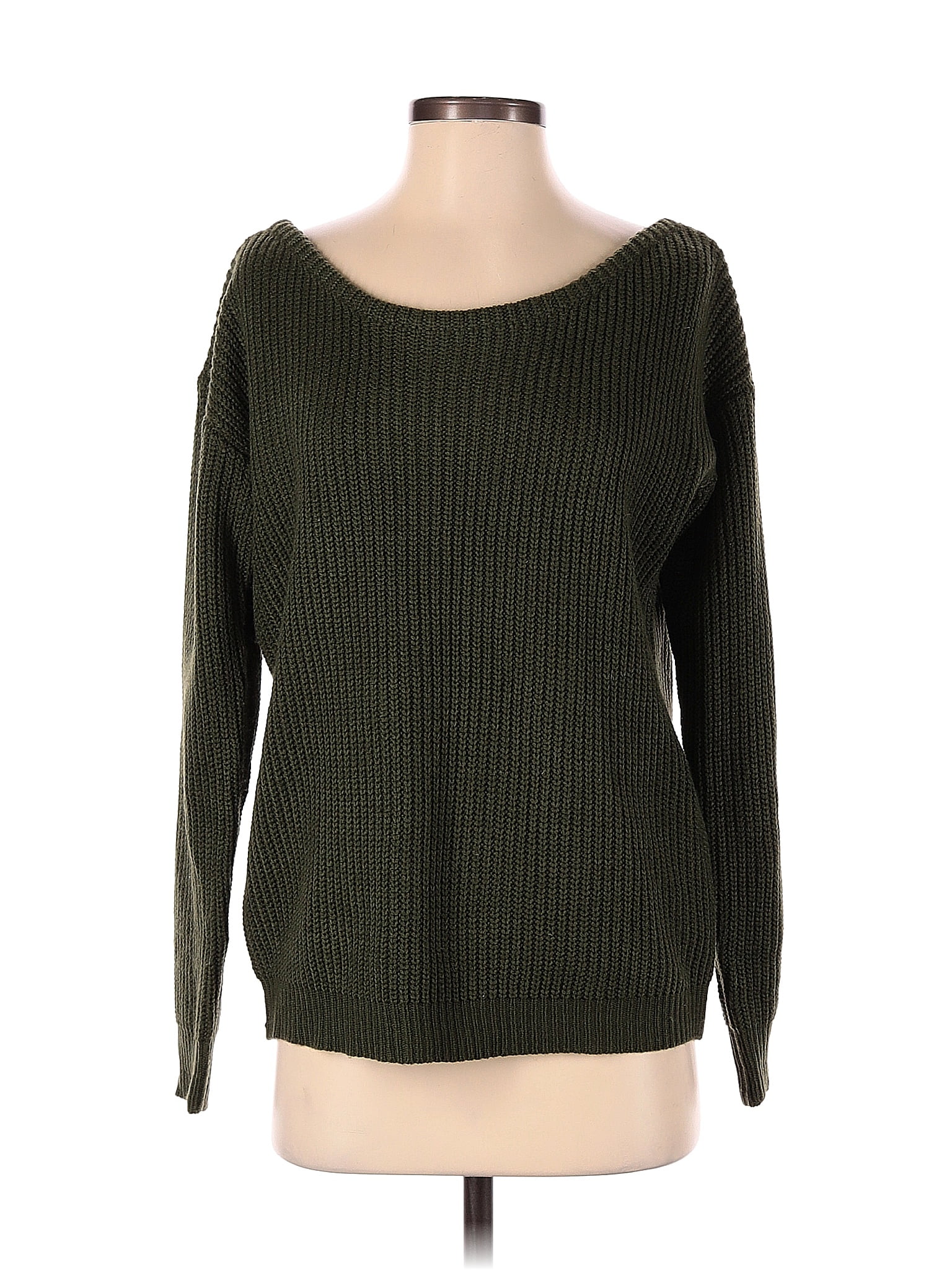 Missguided Color Block Solid Green Pullover Sweater Size S 46