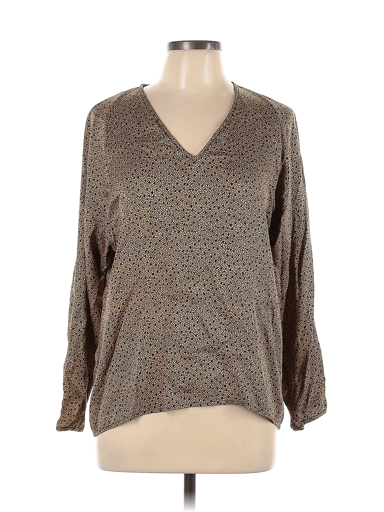 Chemisier Vintage En Soie Imprimé Zigzag - Taille Petite 2 - Très Bon état Occasion