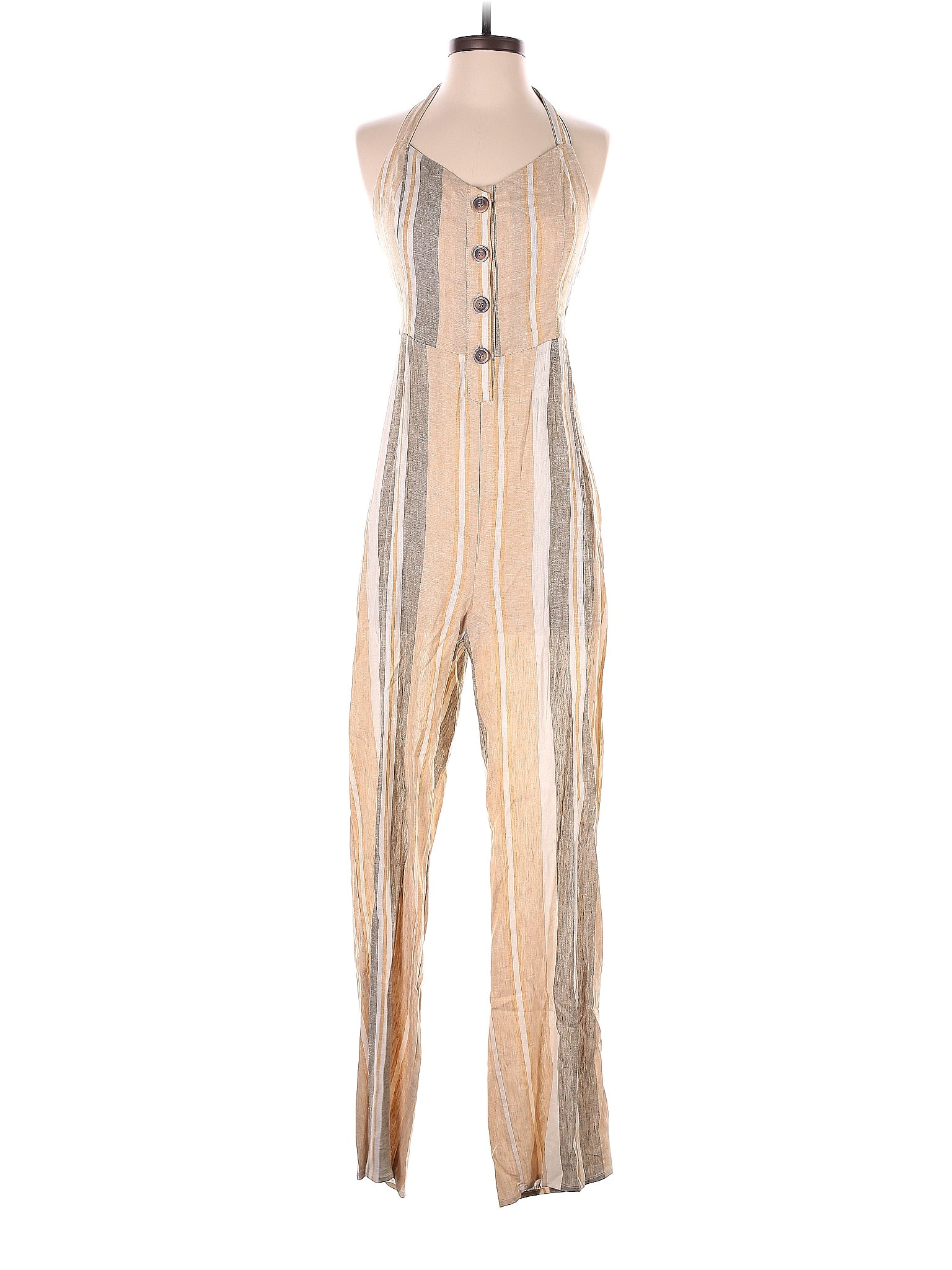 Combinaison (jumpsuit) Romeo & Juliet Couture En Lin Chambray Bleu Et Blanc – Taille M – Occasion