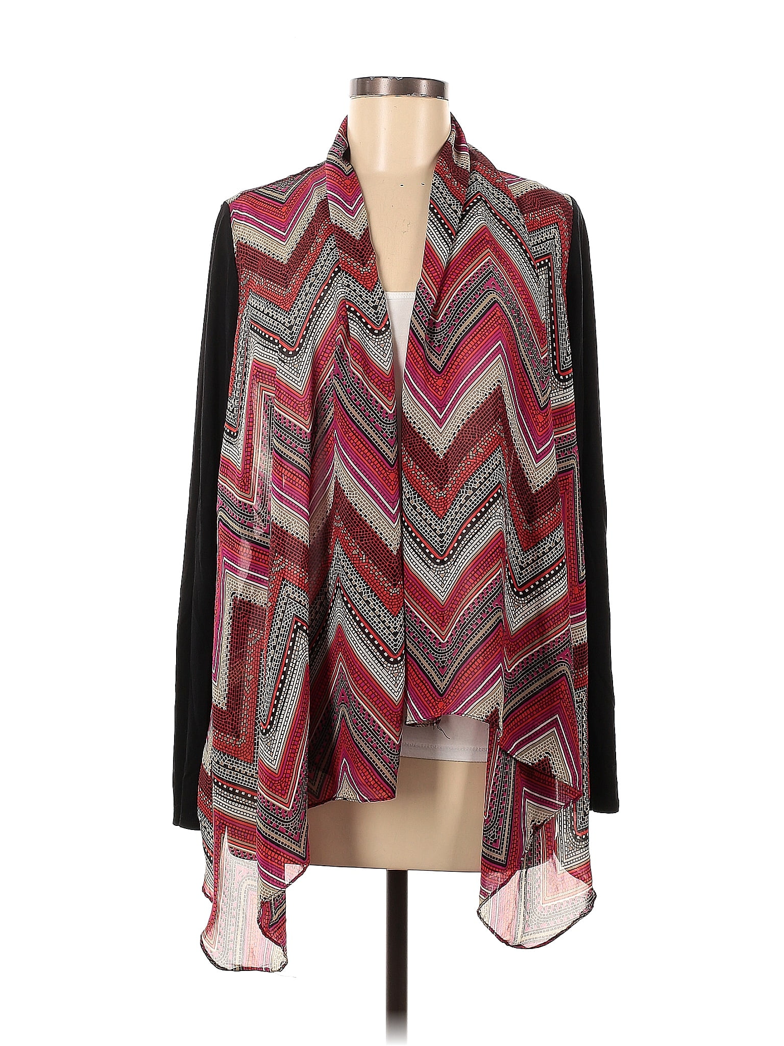 Chevron Print Pleated Textured Kimono Top