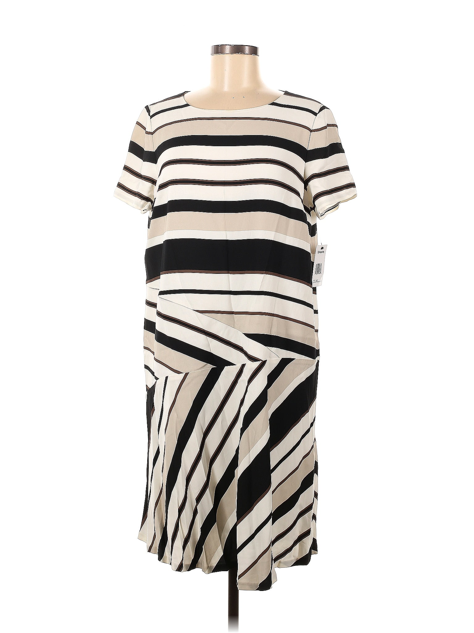 Lafayette 148 New York Stripes Multi Color Ivory Casual Dress Size M ...