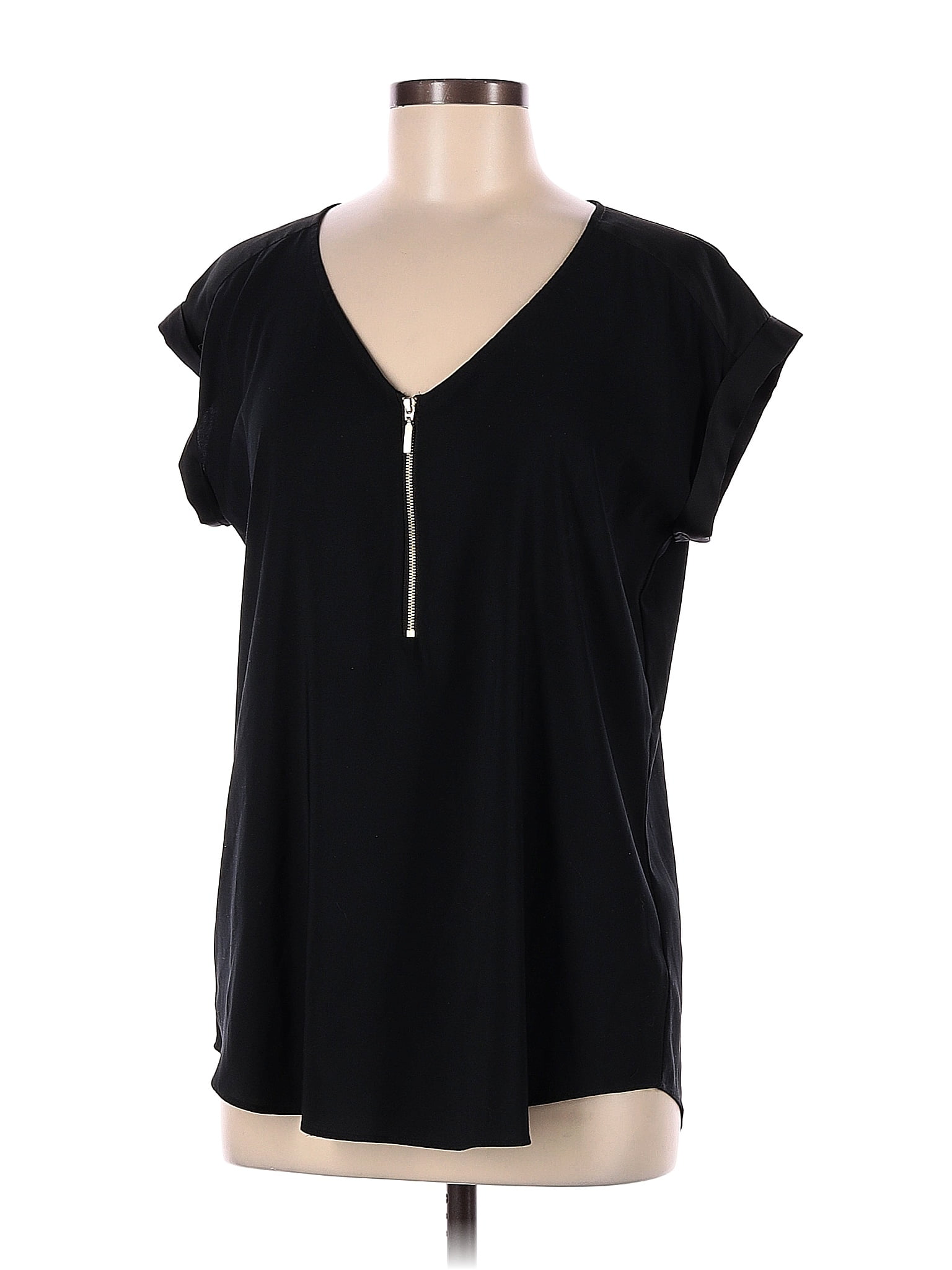 Express Solid Black Short Sleeve Blouse Size M 60 Off Thredup