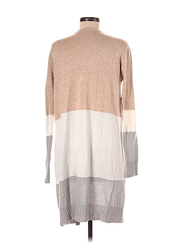 Doe Rae Color Block Stripes Multi Color Tan Cashmere Cardigan