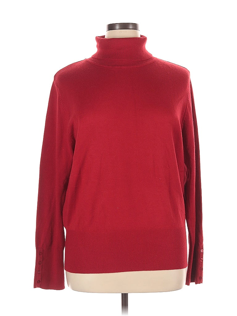 Jm Collection Color Block Solid Red Turtleneck Sweater Size Xl 62