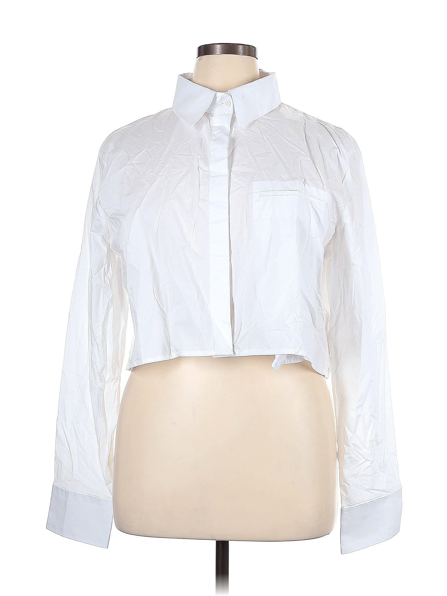 WHITE BUTTON DOWN SHIRT WITH BLACK WIDE LEG